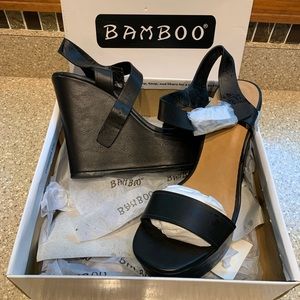 Bamboo platform wedge heel